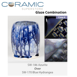 Azurite SW-186 over Blue Hydrangea SW-170 Stoneware Combination